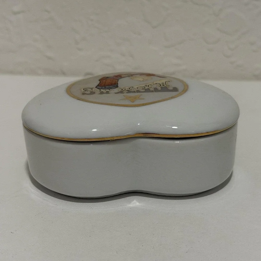Vtg Heart Trinket Jewelry Box Lid Texas Cowgirl Country Western Rodeo 90s Gift